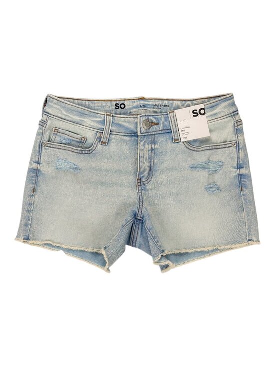 SO Pants - SO Low Rise Midi Denim Shorts Distressed 4" Inseam Womens Size 28 Light Wash NWT
